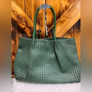 Green Woven Hobo Tote Bag